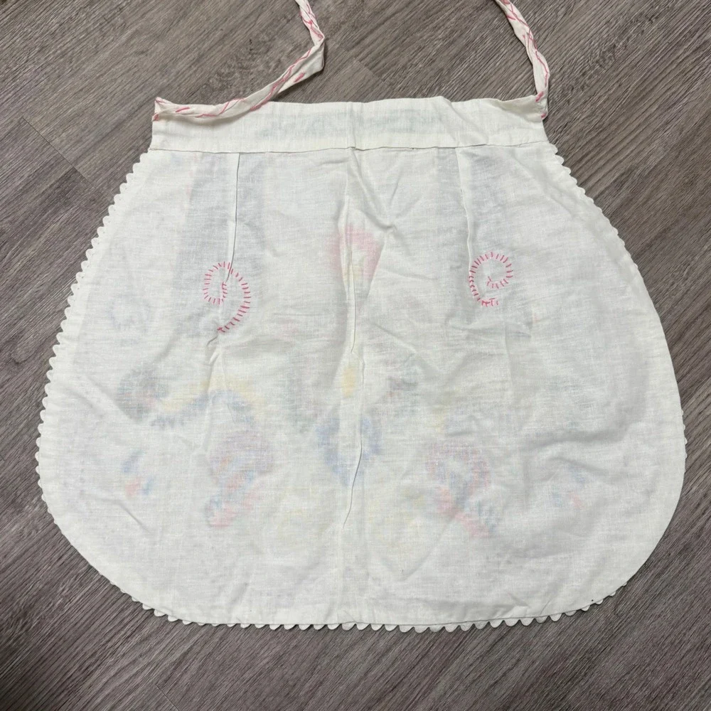Vintage Portugal‎ Half Apron Set of 2 Yellow White Folk Hand Embroidered Pockets